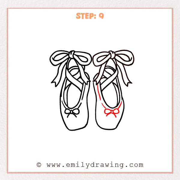 how to draw a ballet shoes - Step 9